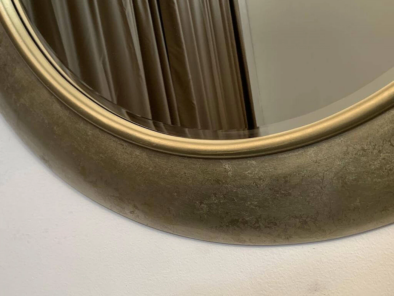 Specchio circolare smussato con cornice, anni '90 8