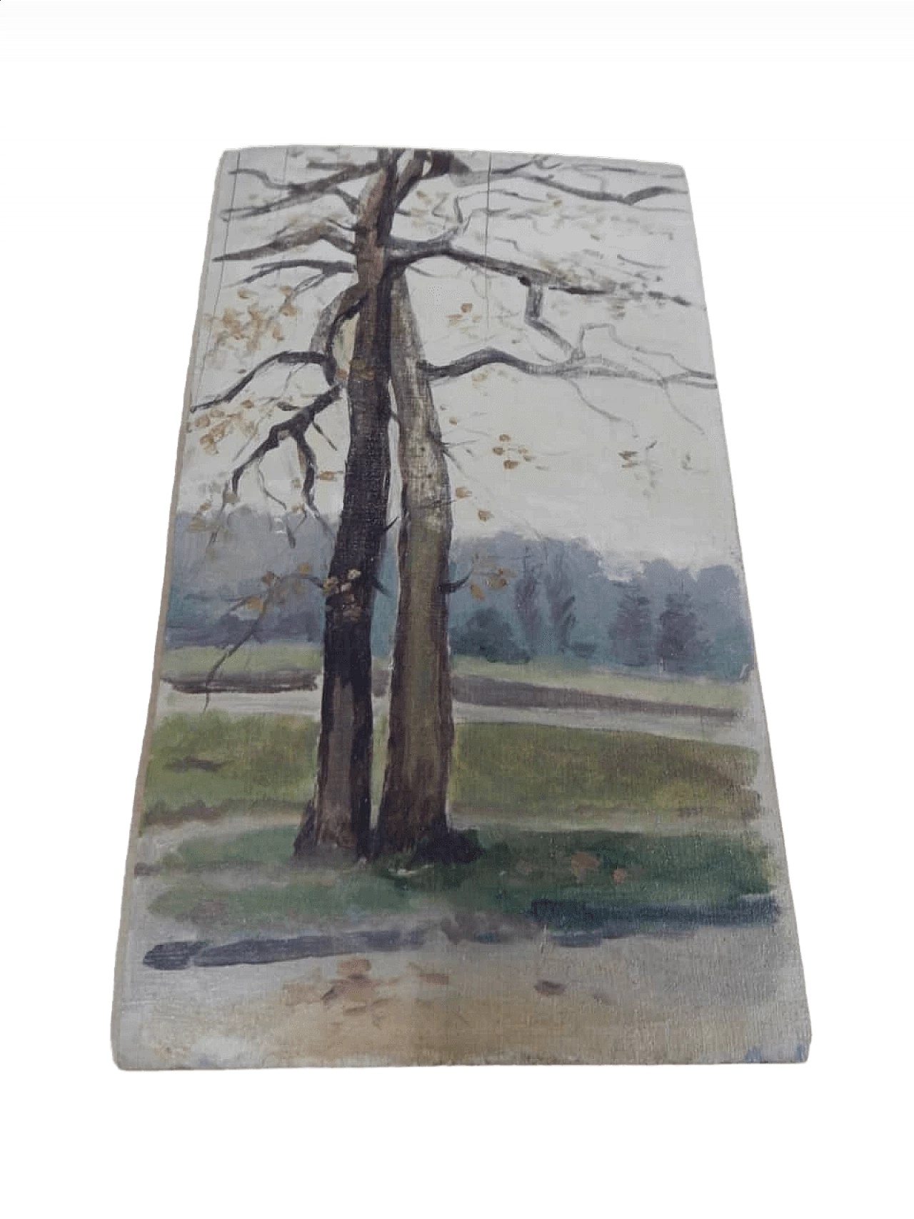 Des Champs, trees, painting on wood, early 20th century 11