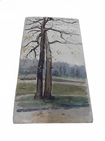 Des Champs, trees, painting on wood, early 20th century