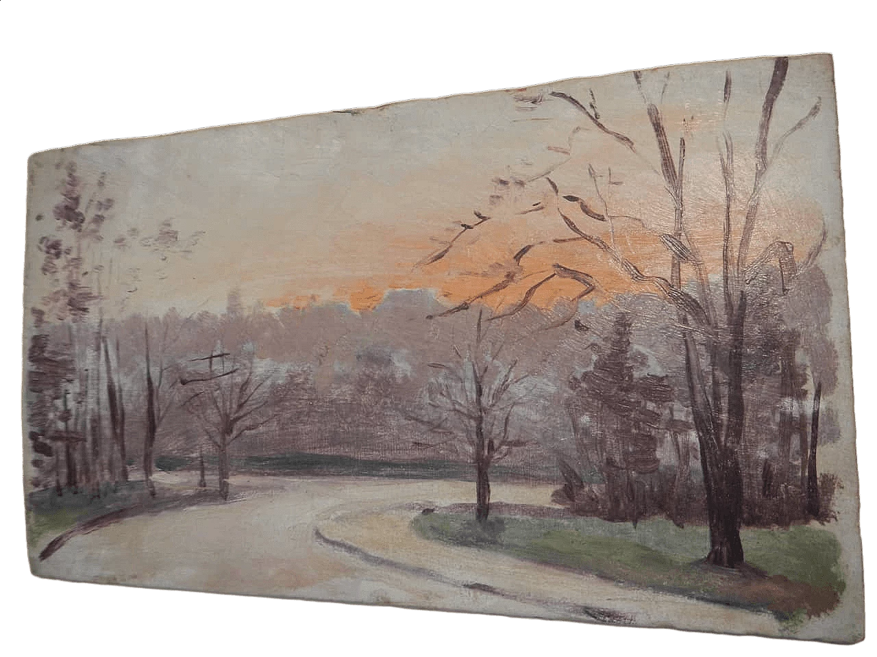 Des Champs, sunset, painting on wood, early 20th century 10
