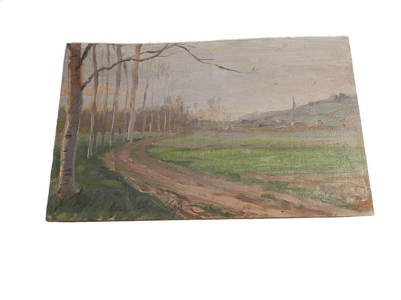 Des Champs, road, painting on wood, early 20th century 12