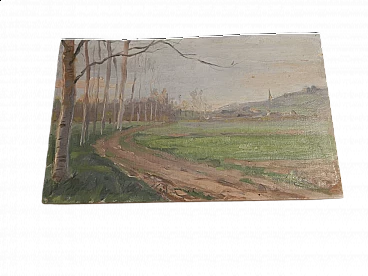 Des Champs, road, painting on wood, early 20th century