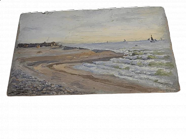 Des Champs, ocean, painting on wood, early 20th century