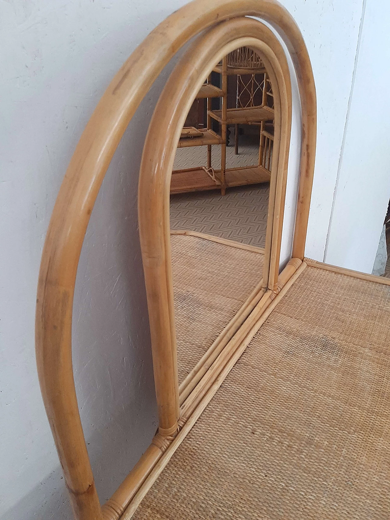 Bamboo dressing table with mirror and drawer, 1970s 9
