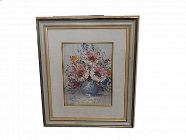 Vase of flowers, oil on canvas, 1960s