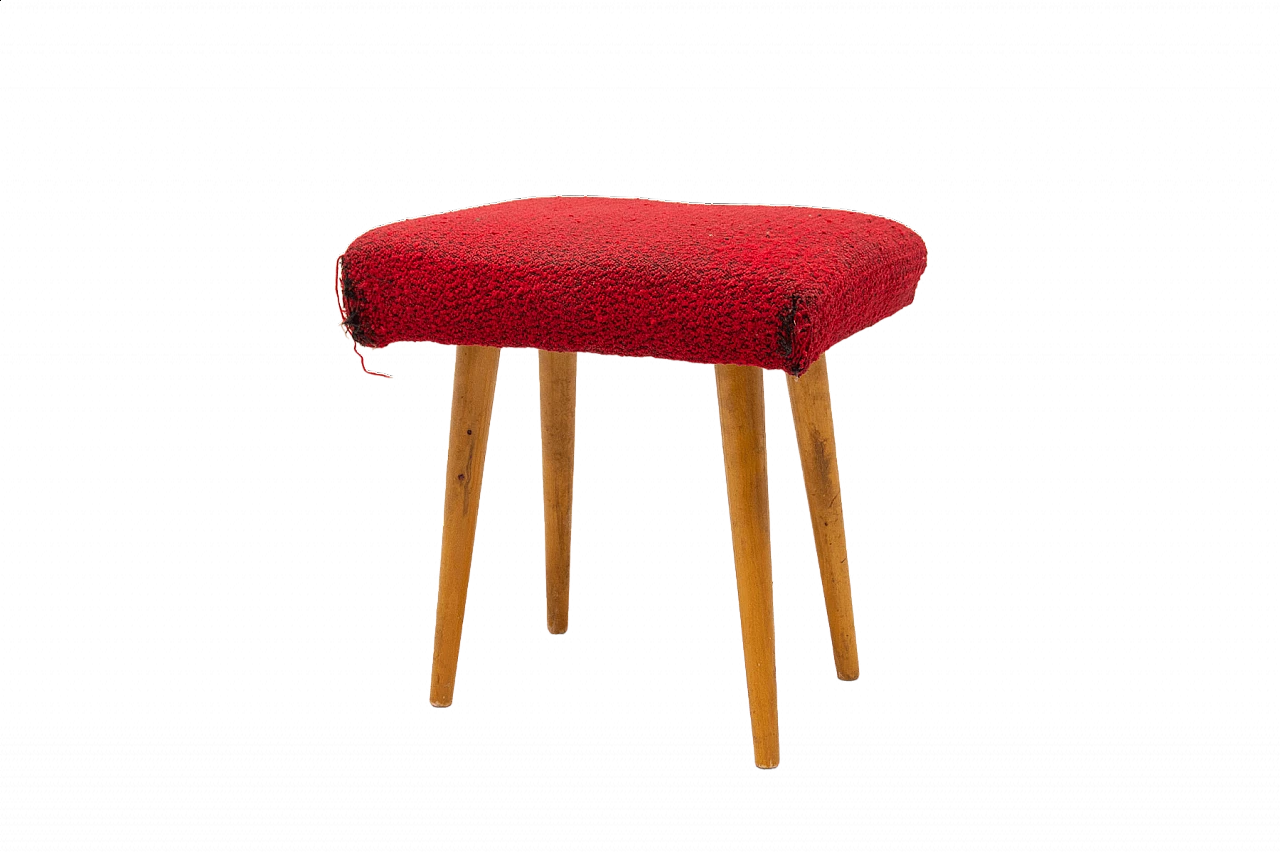 Beech upholstered stool, 1960s 15