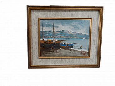 Filito, barche, dipinto a olio, anni '50