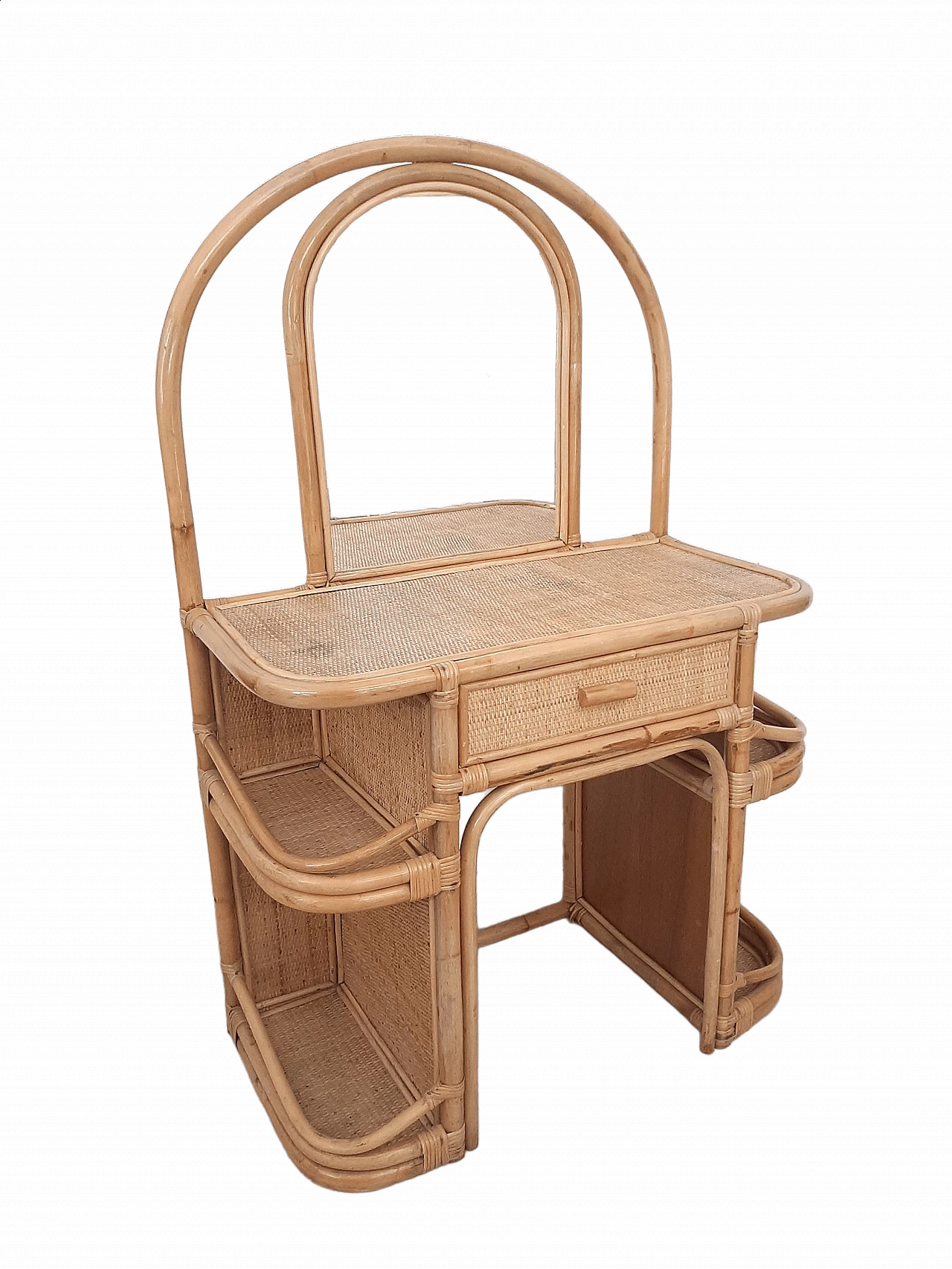 Bamboo dressing table with mirror and drawer, 1970s 10