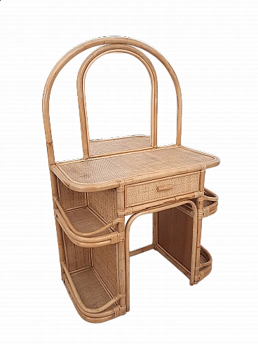 Bamboo dressing table with mirror and drawer, 1970s