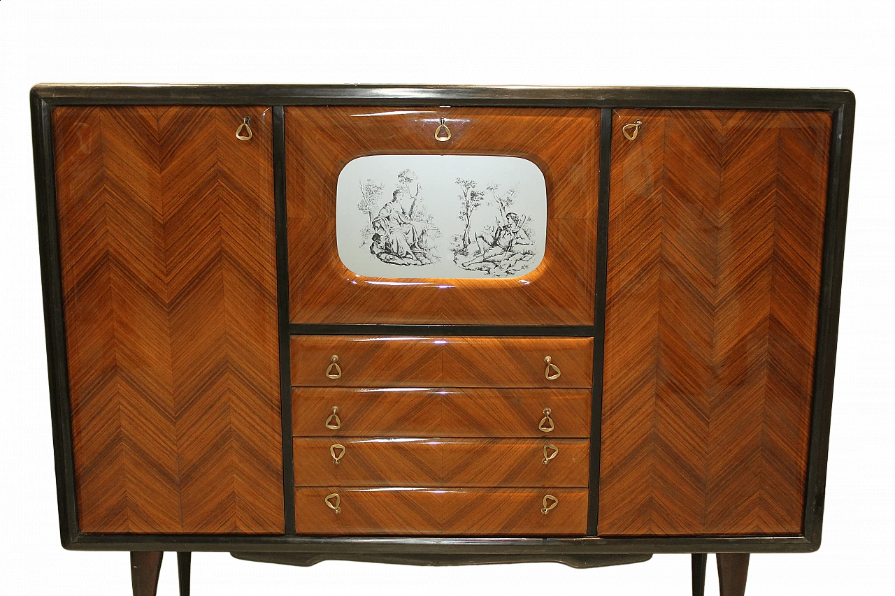 Sideboard with decorated glass, 19th century 8