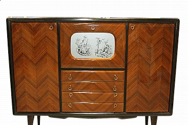 Sideboard with decorated glass, 19th century