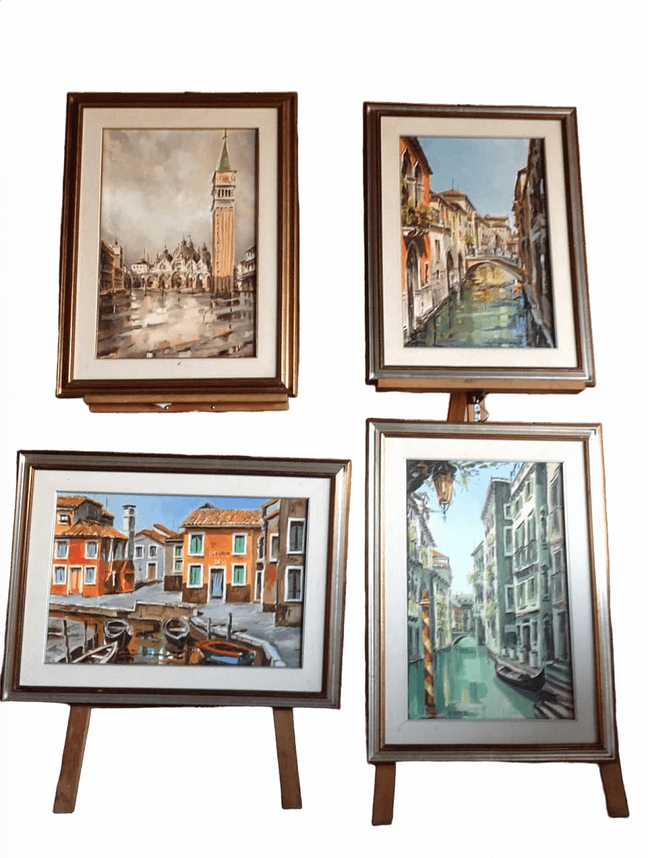 4 Oil paintings, Bruno Introvigne, Venetian views, 1970s 15
