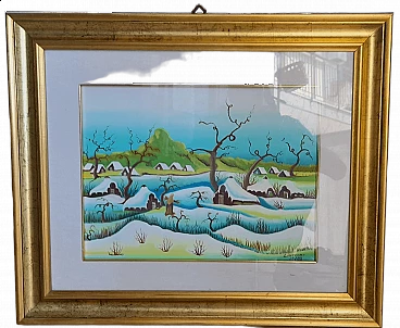 Luigi Liverano, Paesaggio invernale, dipinto su tela, 1988