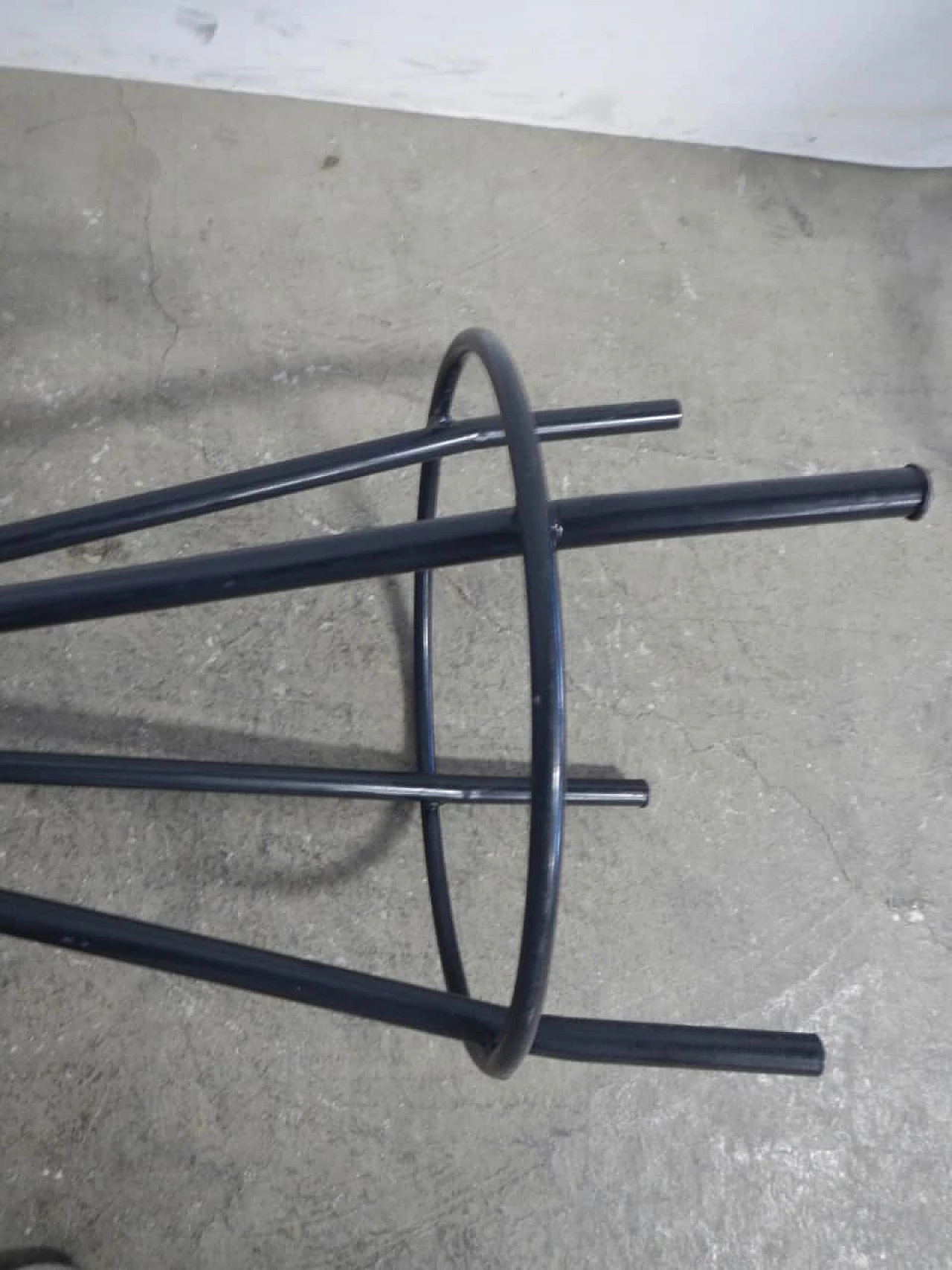 Stationary stool in stained iron and skai, 1990s 1