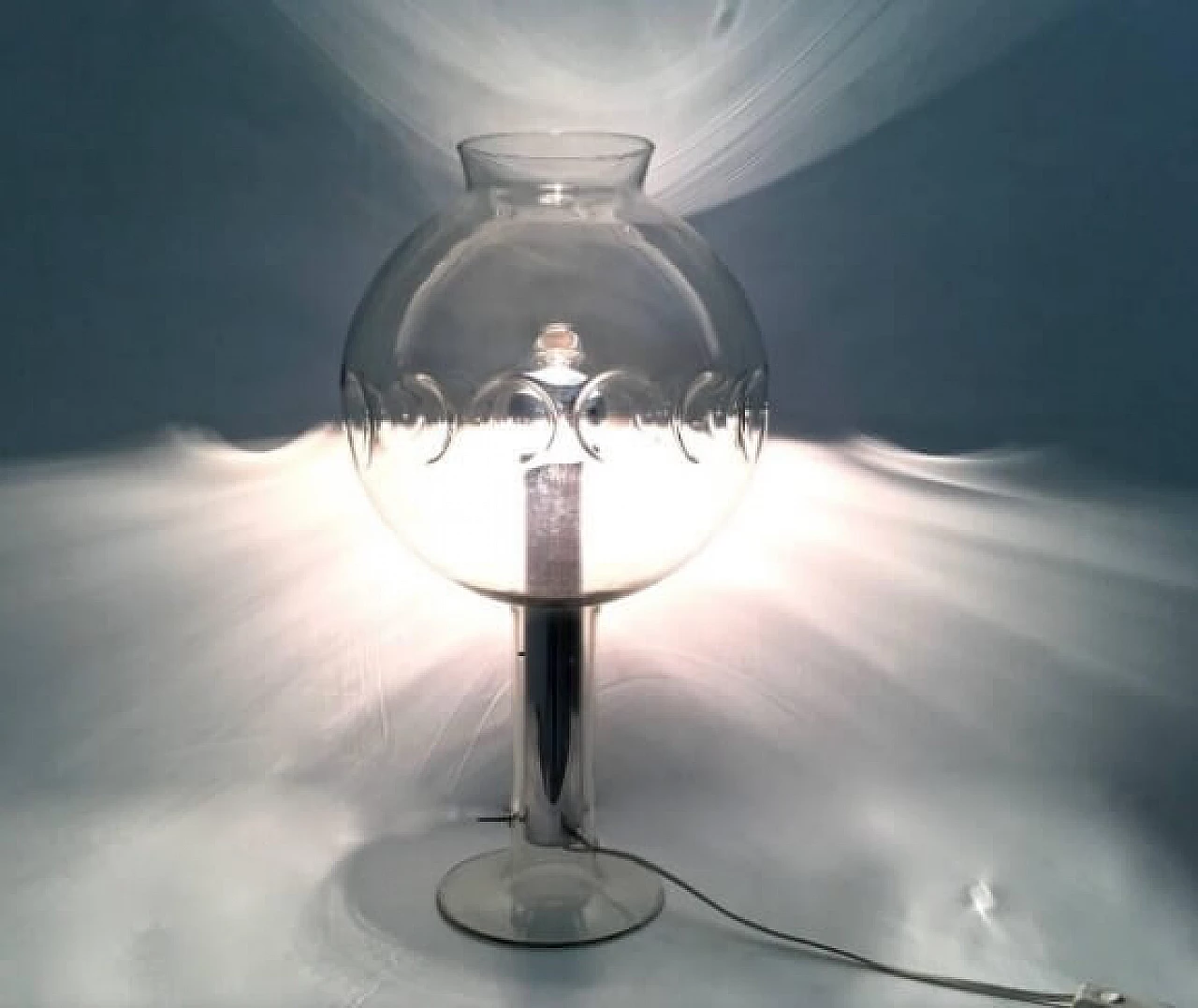 Steel and transparent Murano glass table lamp, 1970s 2