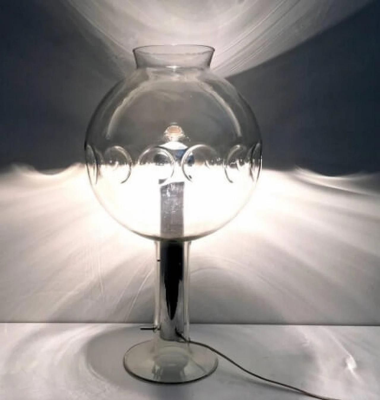 Steel and transparent Murano glass table lamp, 1970s 4
