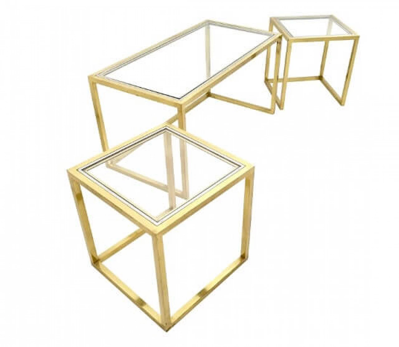 3 Brass, steel and glass nesting tables by Romeo Rega, 1970s 2