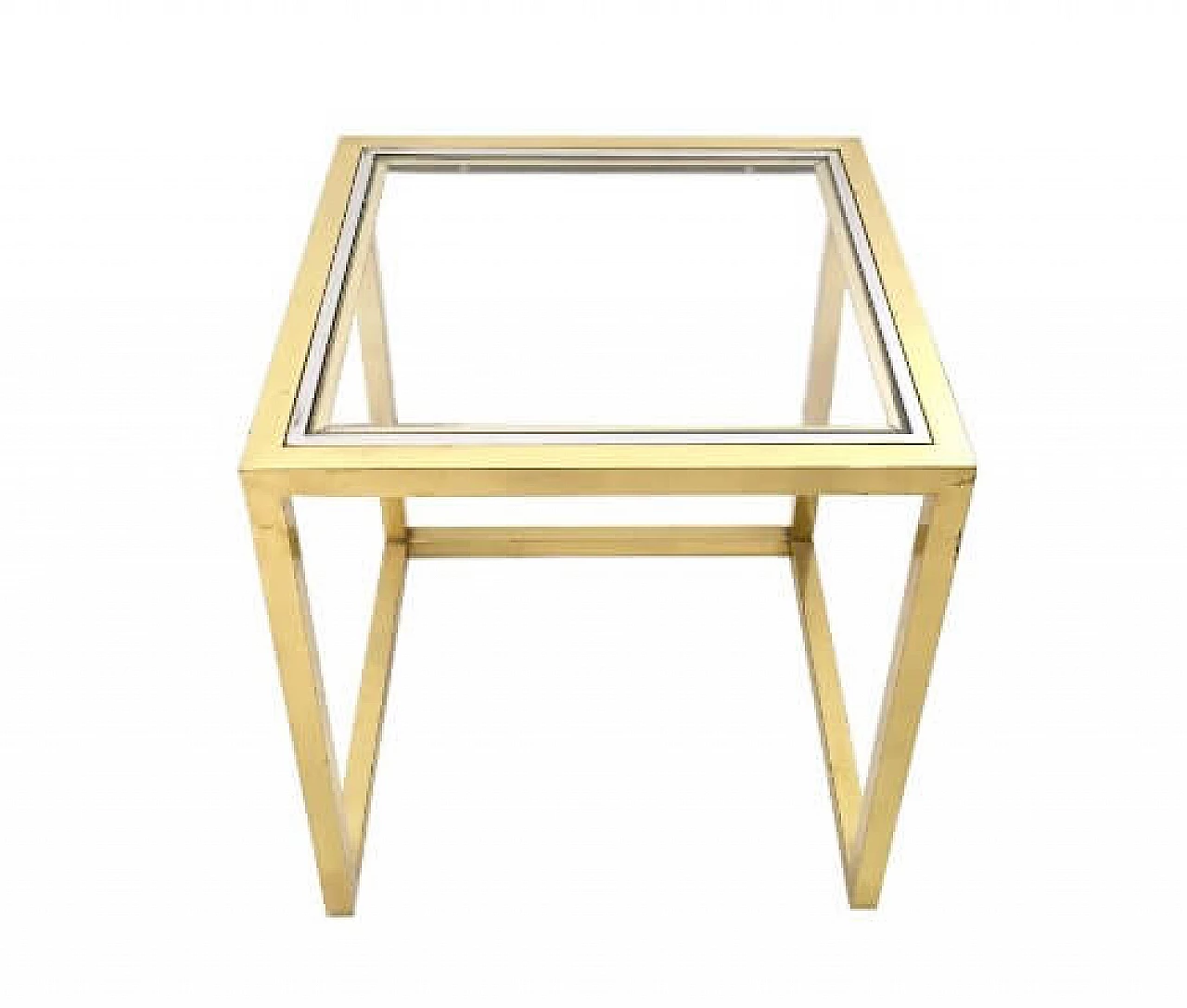 3 Brass, steel and glass nesting tables by Romeo Rega, 1970s 5