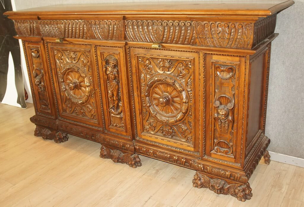 Walnut sideboard with bronze handles in Renaissance style, late 19th century 2
