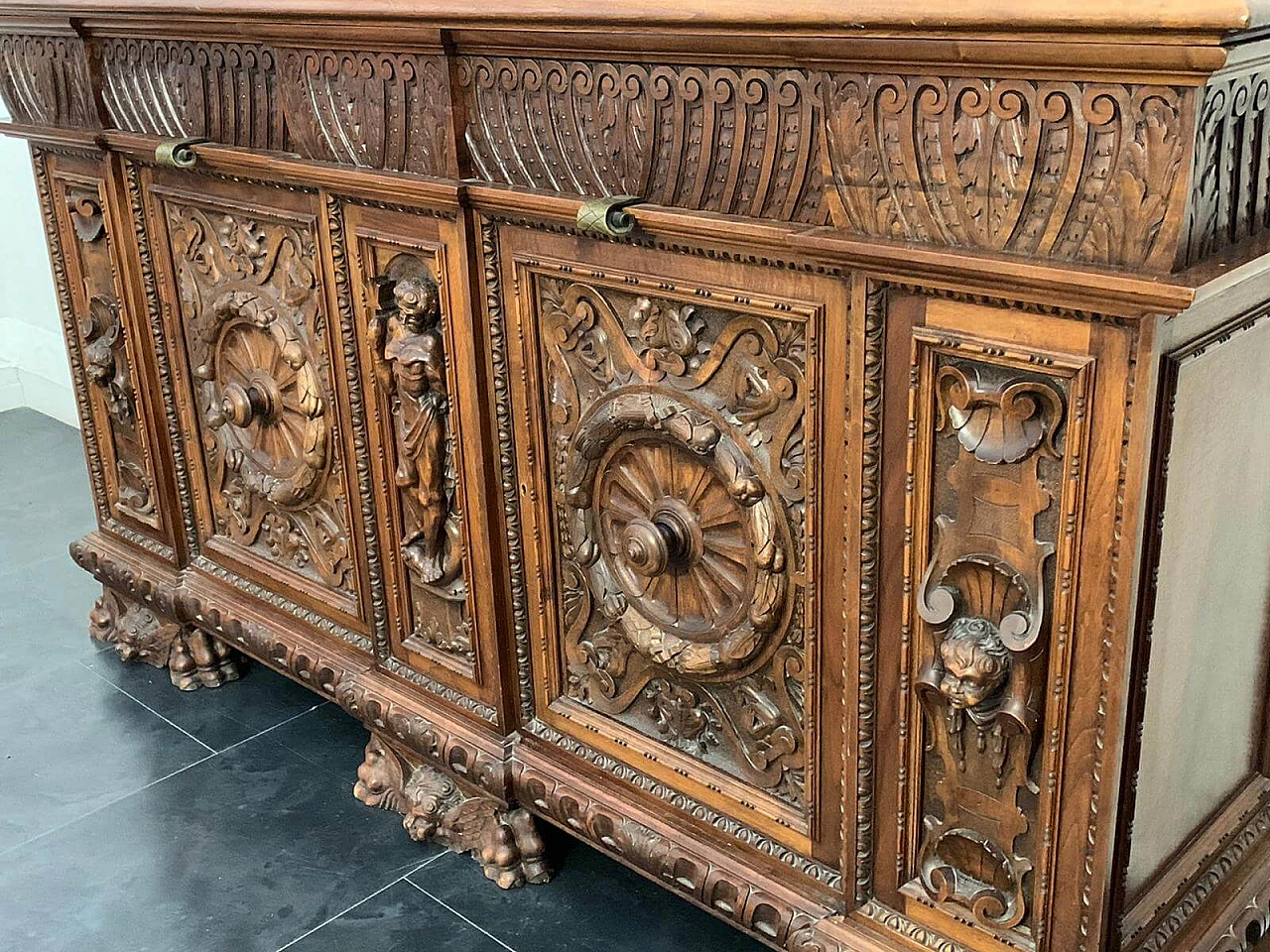 Walnut sideboard with bronze handles in Renaissance style, late 19th century 3