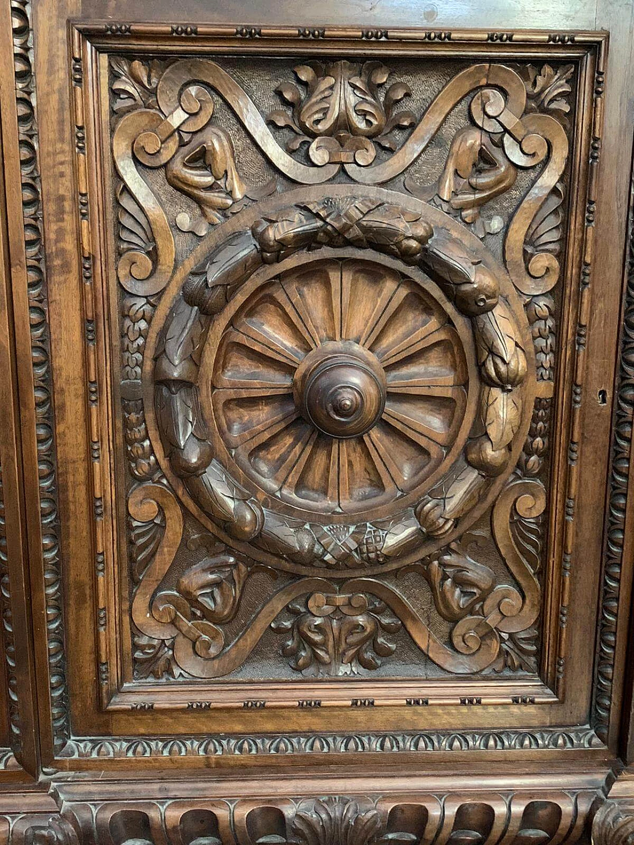 Walnut sideboard with bronze handles in Renaissance style, late 19th century 5