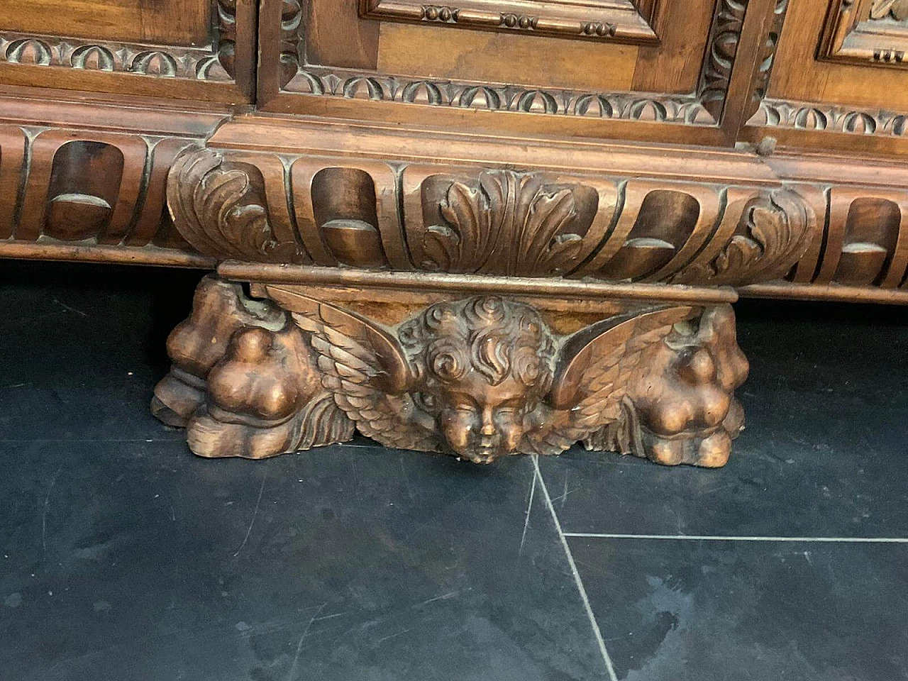 Walnut sideboard with bronze handles in Renaissance style, late 19th century 9