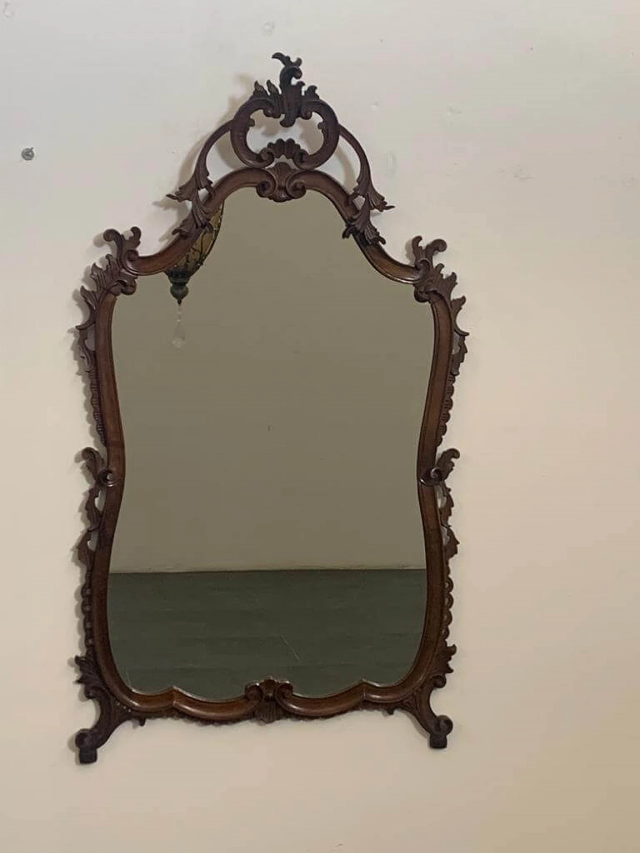 Baroque style mirror in carved wood, 1950s 1