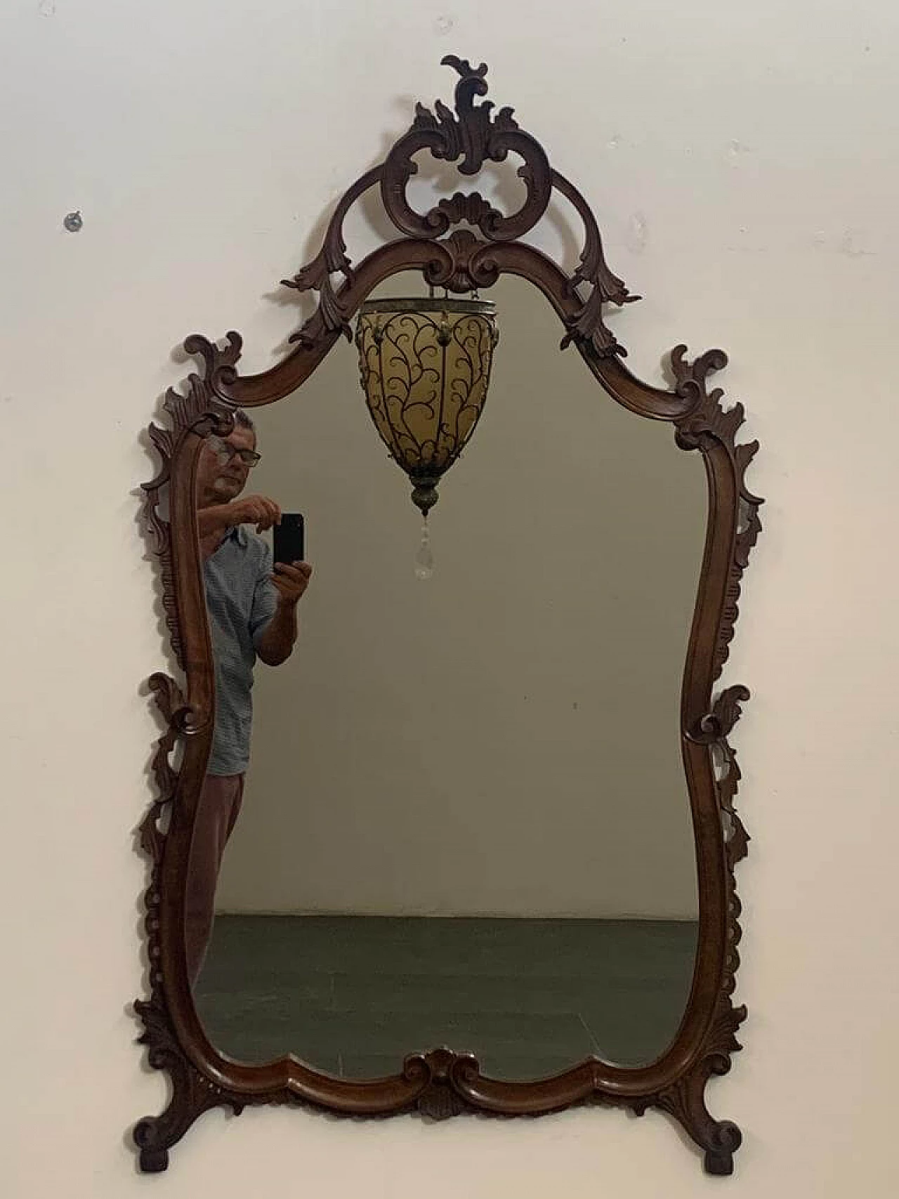 Baroque style mirror in carved wood, 1950s 2