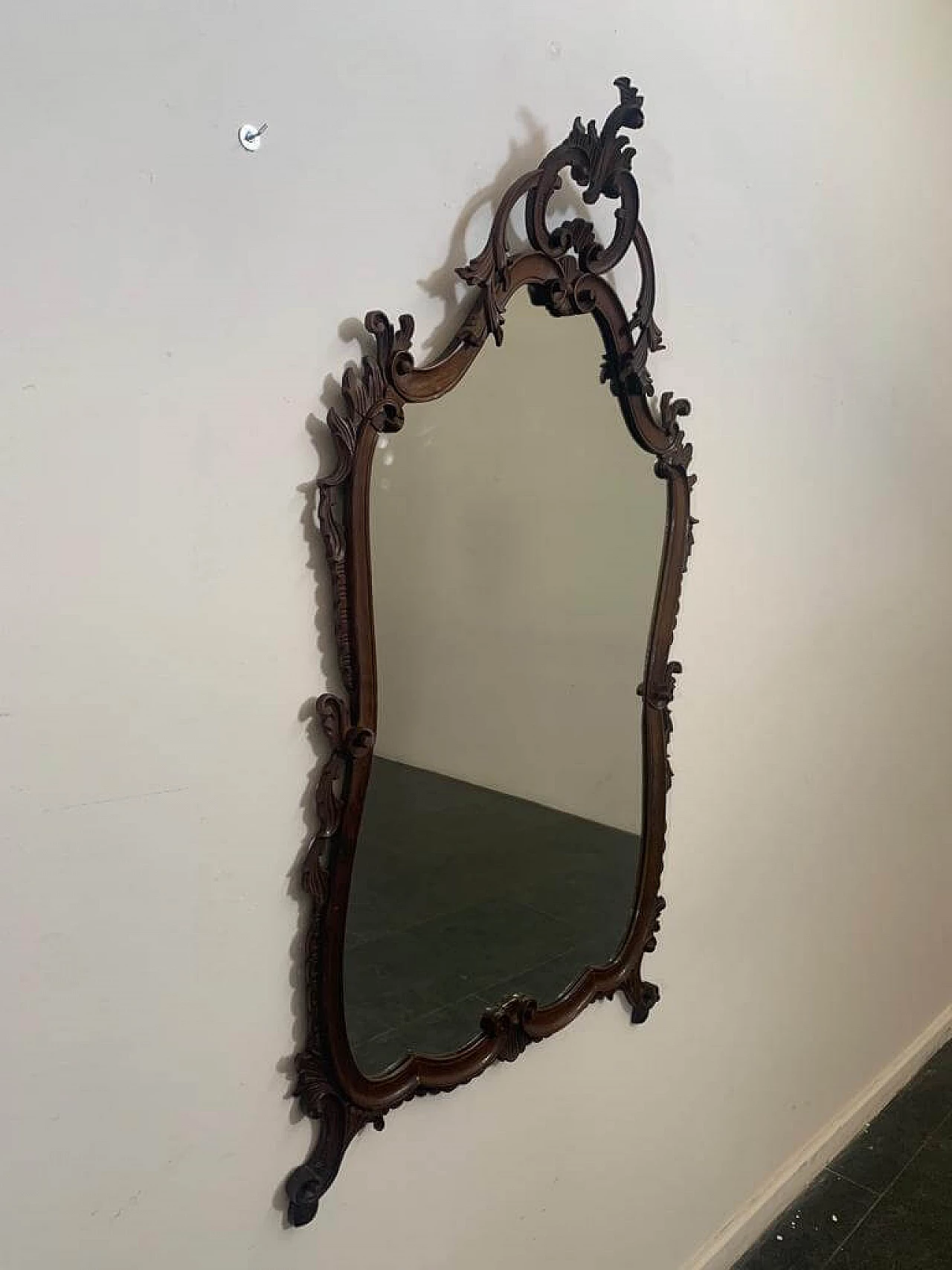 Baroque style mirror in carved wood, 1950s 4