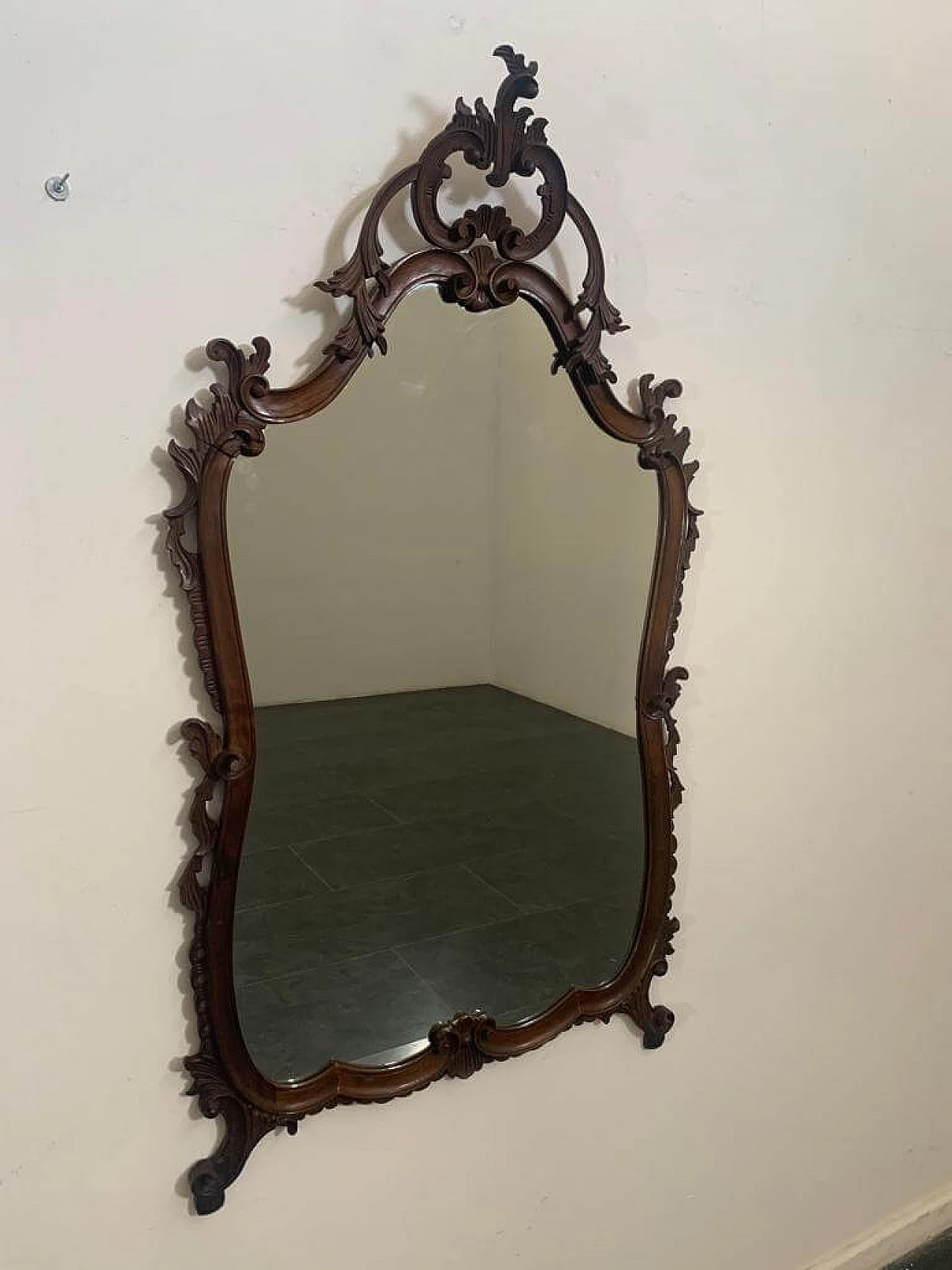 Baroque style mirror in carved wood, 1950s 5