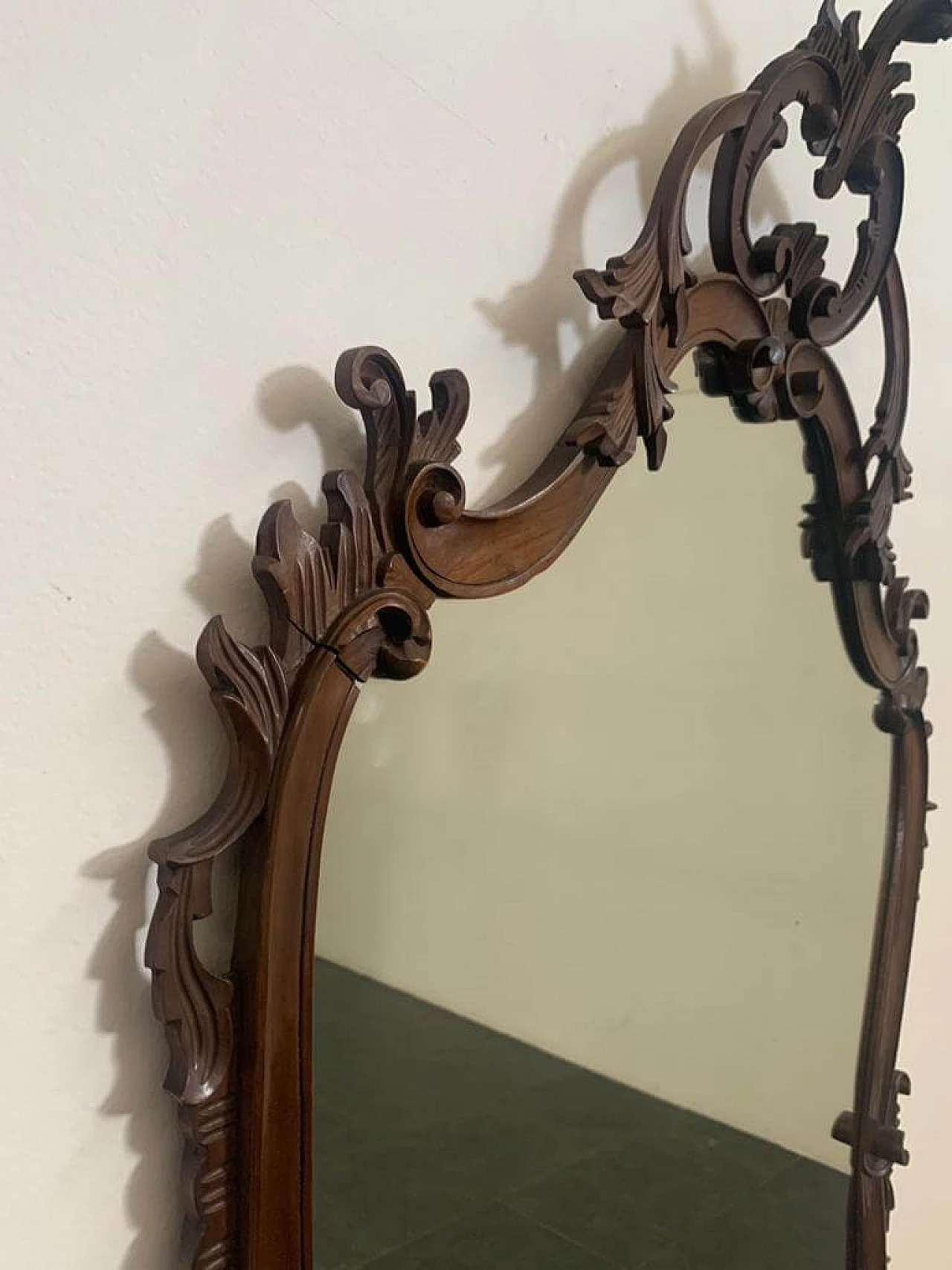 Baroque style mirror in carved wood, 1950s 7