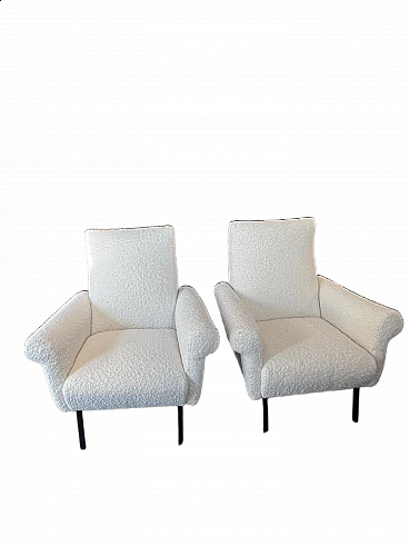 Pair of bouclé wool armchairs, 1970s