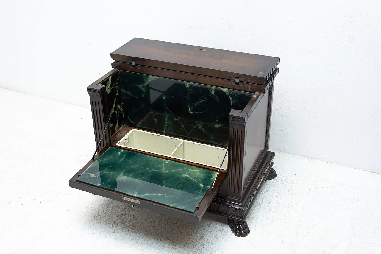 Art Decò walnut bar cabinet with flap drawer, 1930s 4