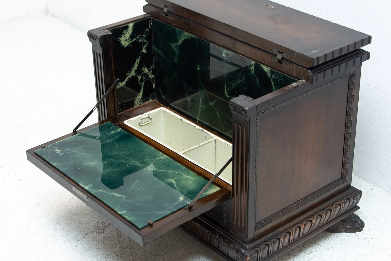 Art Decò walnut bar cabinet with flap drawer, 1930s 5