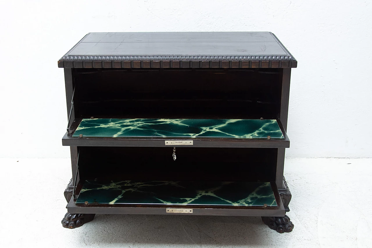 Art Decò walnut bar cabinet with flap drawer, 1930s 11