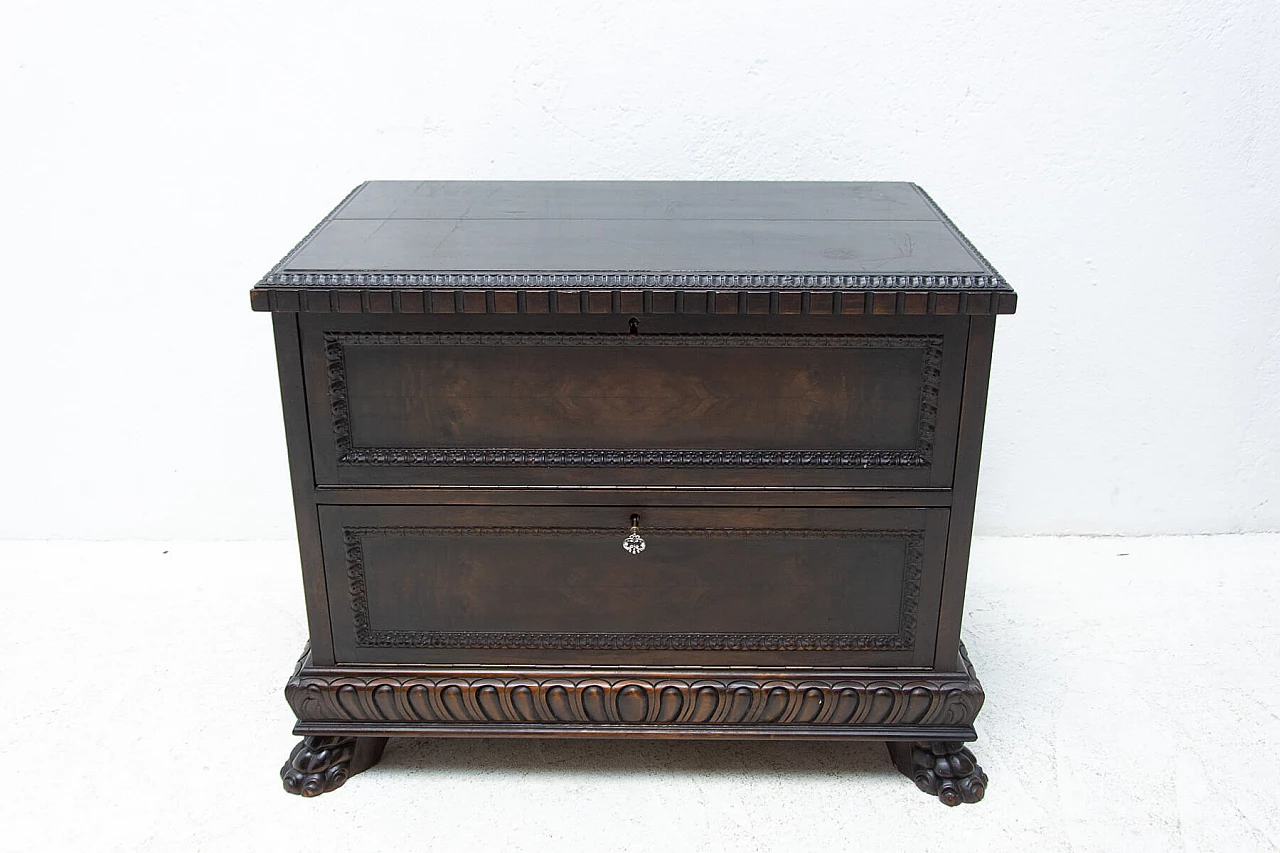 Art Decò walnut bar cabinet with flap drawer, 1930s 15