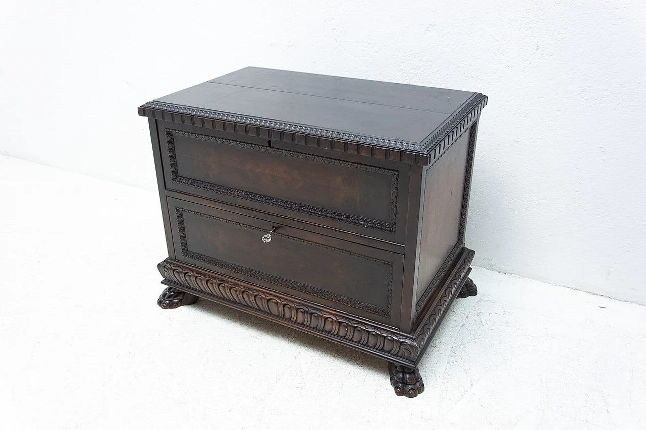 Art Decò walnut bar cabinet with flap drawer, 1930s 17