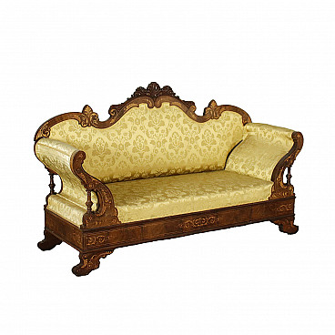 Charles X sofa in walnut with maple inlays, 19th century