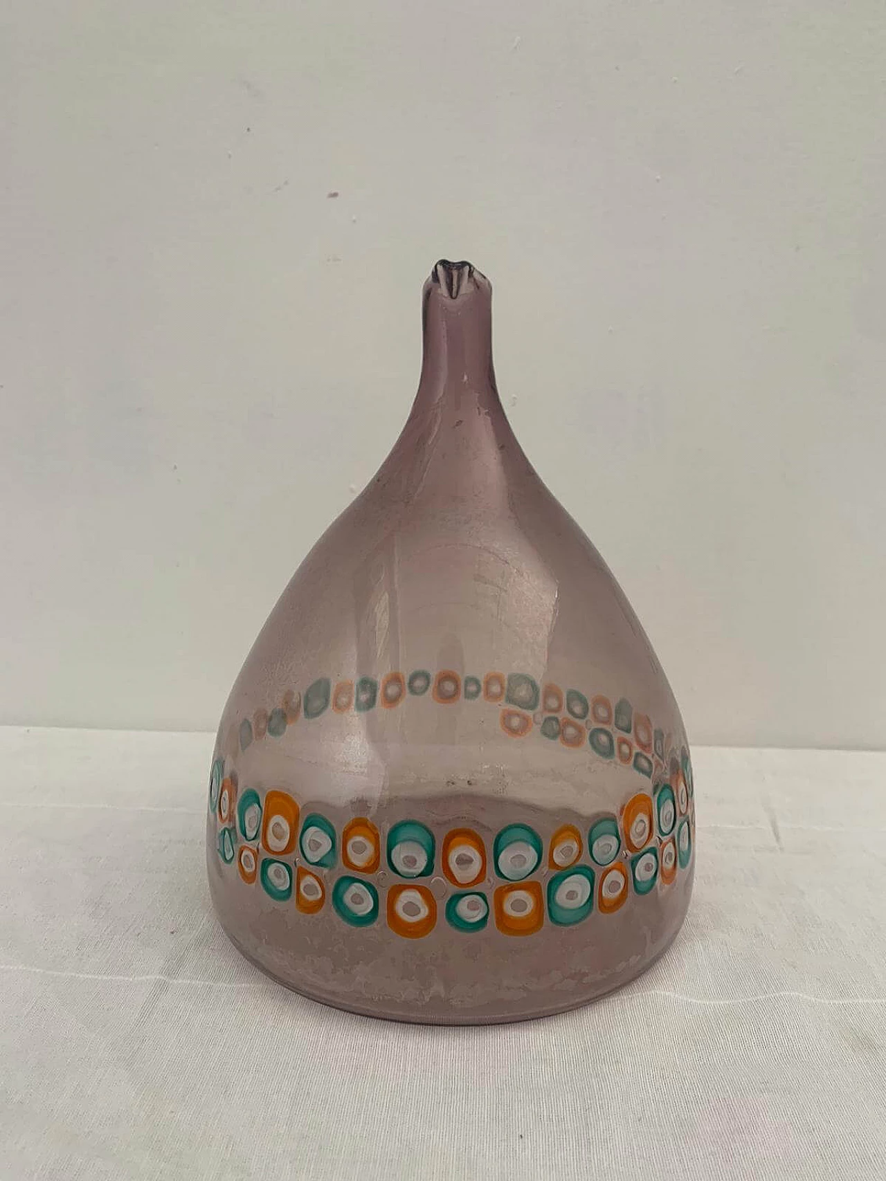 Eggplant-colored truncated cone vase in Murano glass for Vistosi, 1970s 1