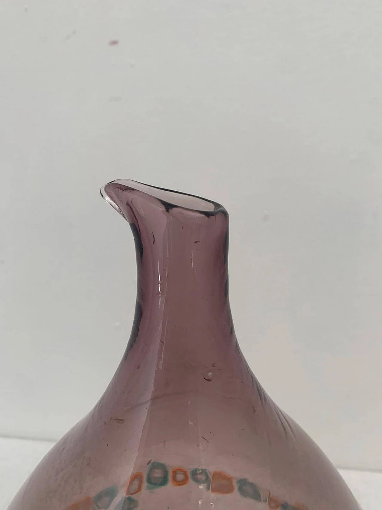 Eggplant-colored truncated cone vase in Murano glass for Vistosi, 1970s 2