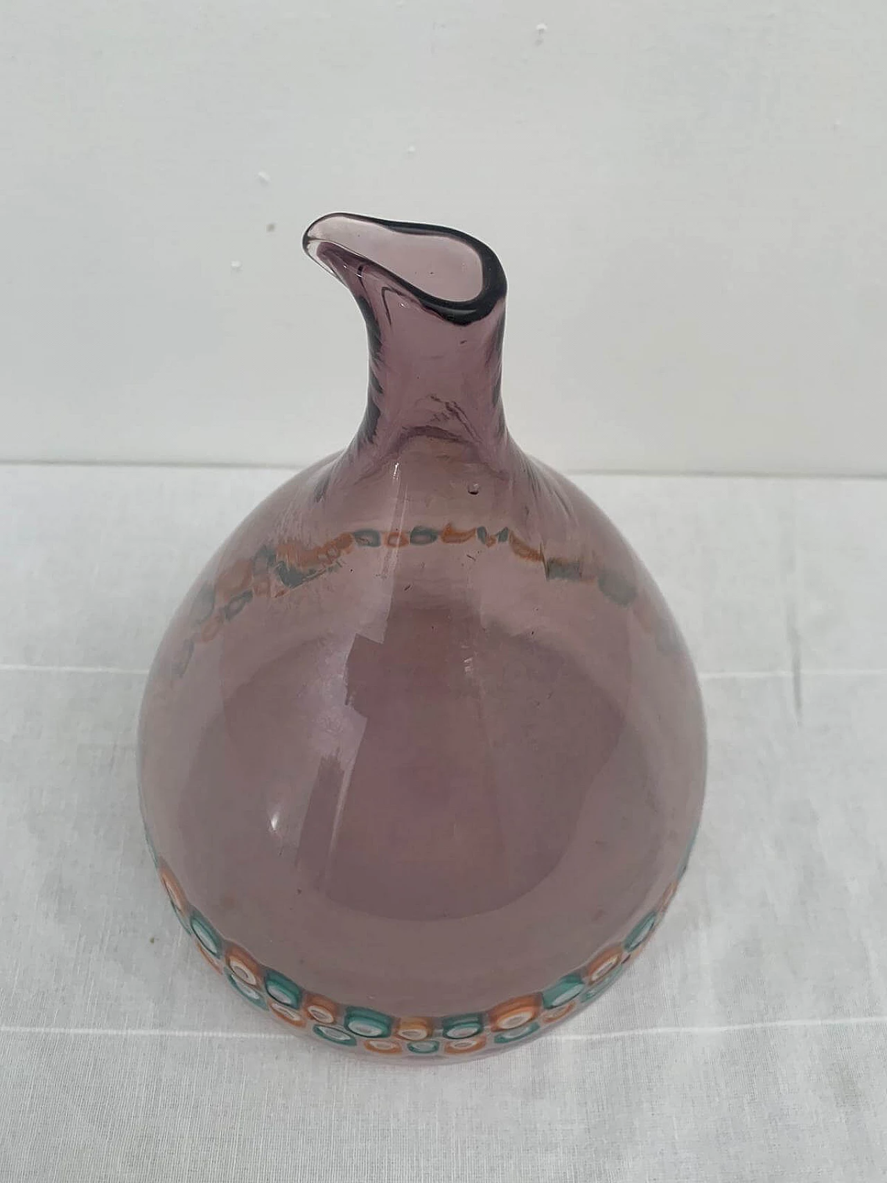 Eggplant-colored truncated cone vase in Murano glass for Vistosi, 1970s 3