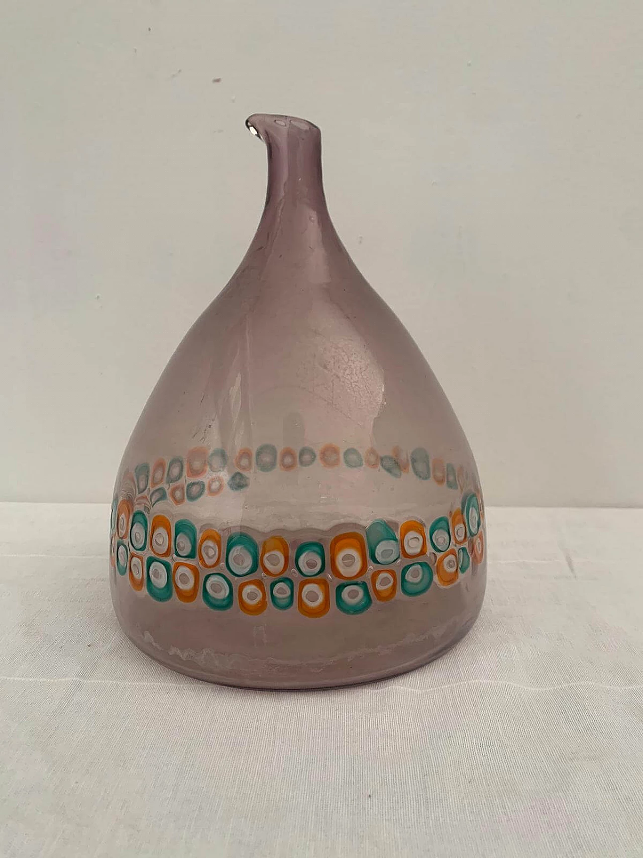 Eggplant-colored truncated cone vase in Murano glass for Vistosi, 1970s 5