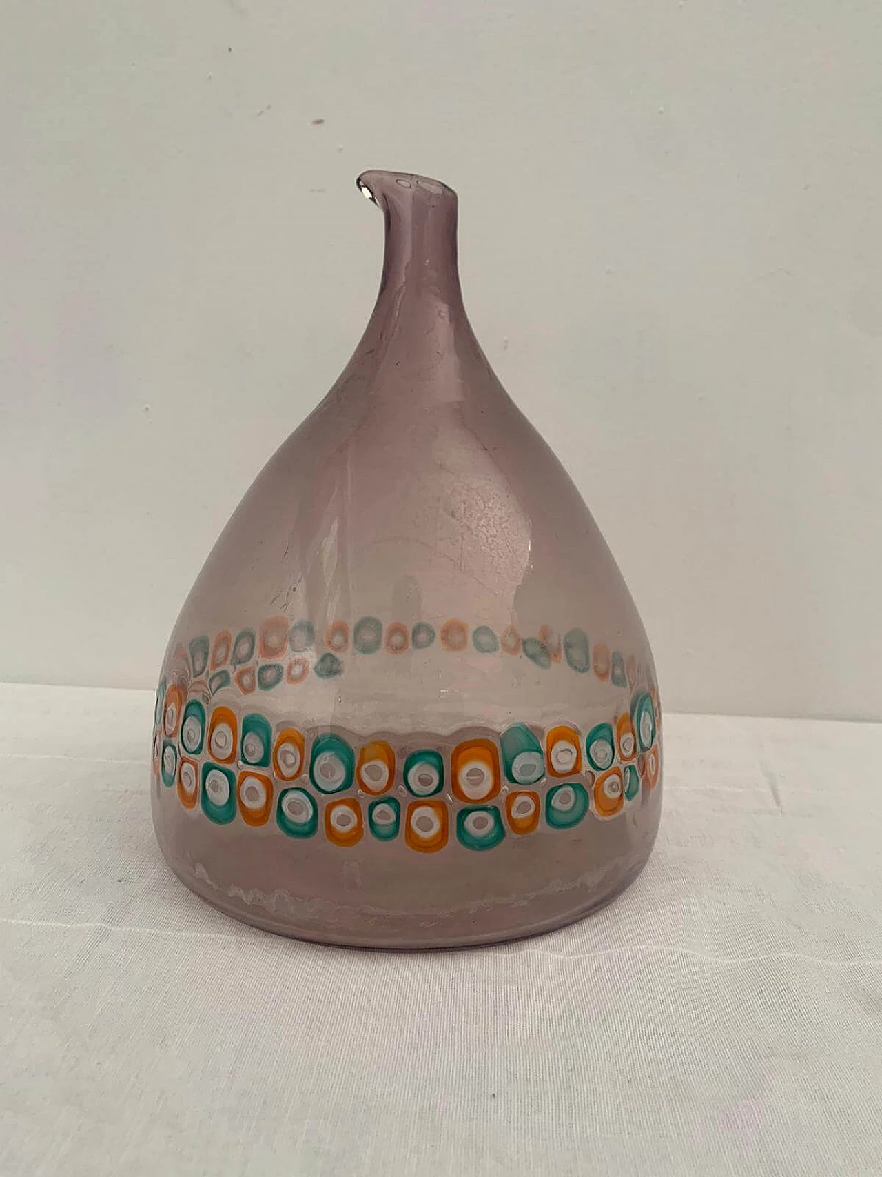 Eggplant-colored truncated cone vase in Murano glass for Vistosi, 1970s 6