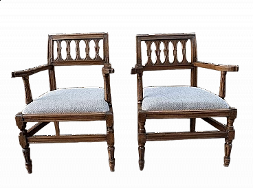 Pair of wooden armchairs, early 19th century