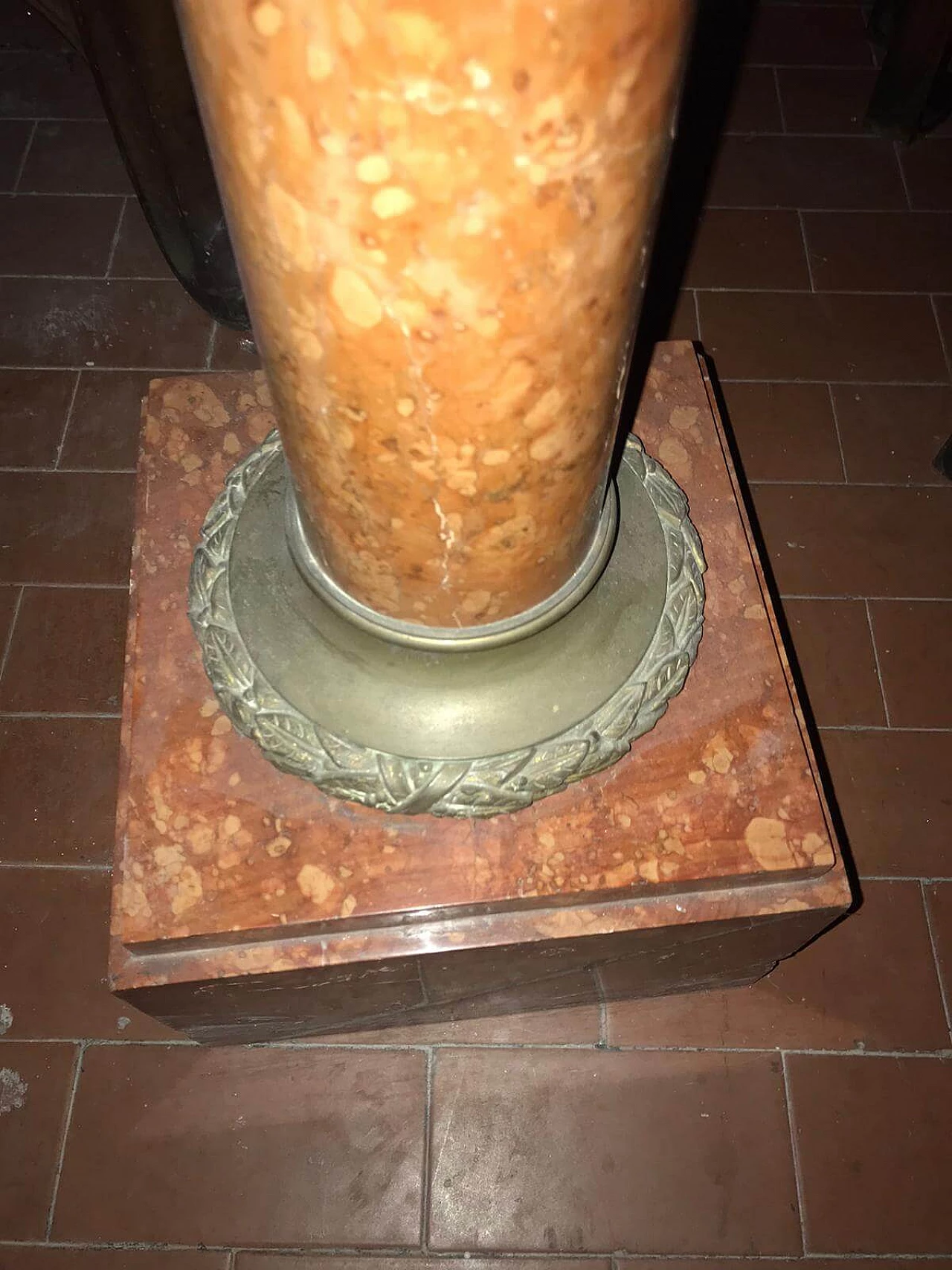 Blue vase on red marble column in Napoleon III style, early 20th century 11