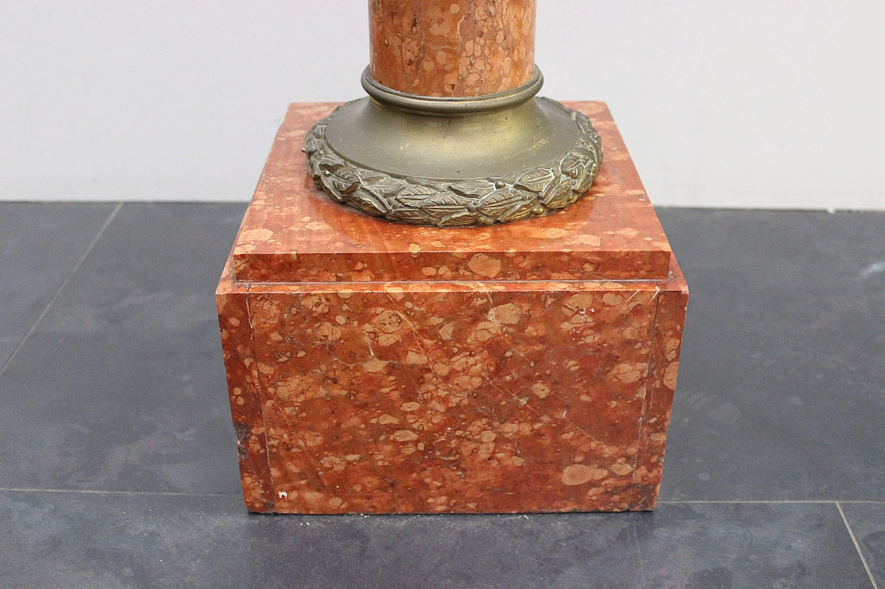 Blue vase on red marble column in Napoleon III style, early 20th century 13