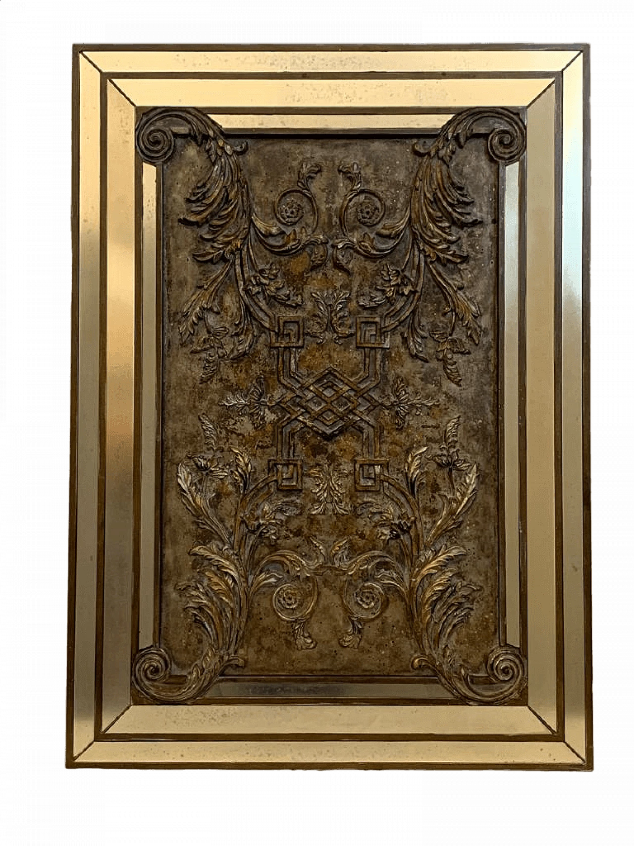 Pannello con cornice a specchio con elementi decorativi in ​​rilievo, anni '80 9