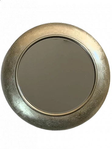 Specchio circolare smussato con cornice, anni '90