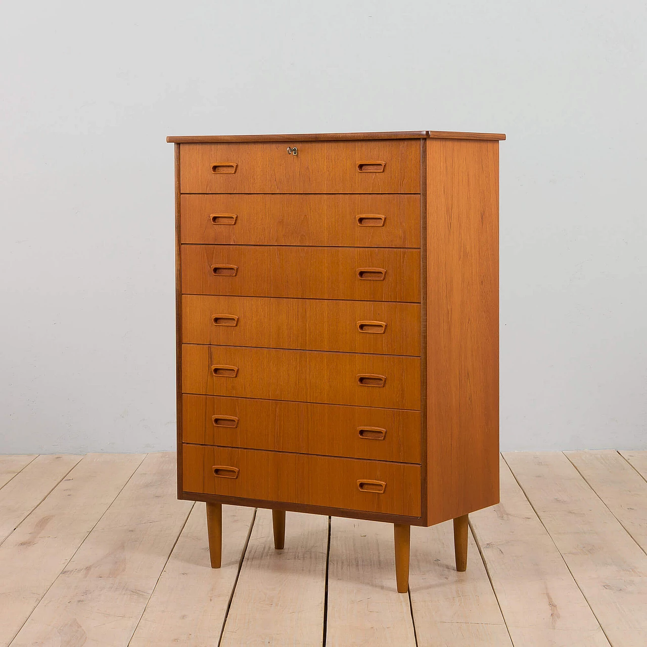Scandinavian teak dresser with 7 drawers, 1960s 1