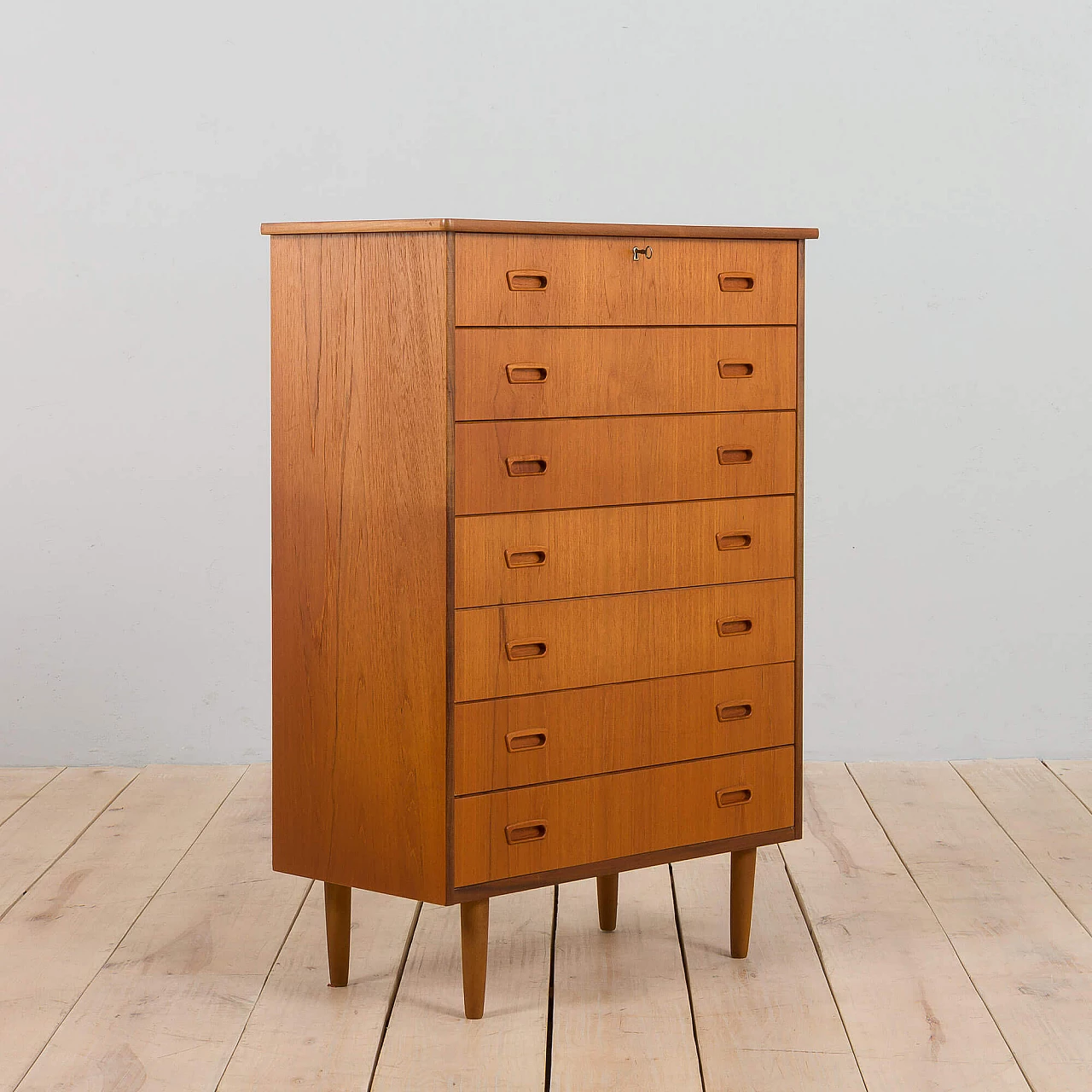 Scandinavian teak dresser with 7 drawers, 1960s 4